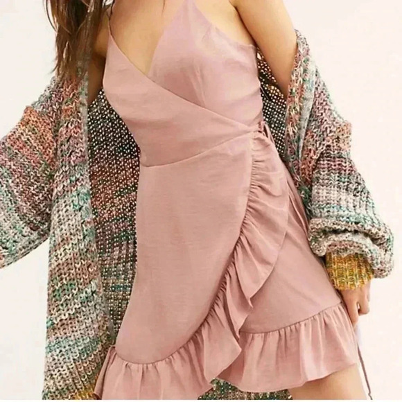 Free People Dresses & Skirts - NWT Free People All My Love Shine Wrap Slip Dress in Rose Pink Large